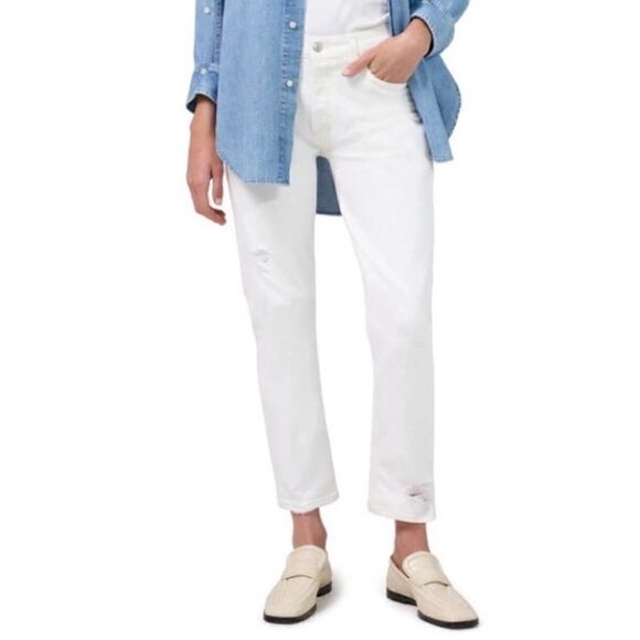 Citizens of Humanity NWT Emerson Distressed Slim Boyfriend Jeans White 25 $260 - Picture 1 of 12